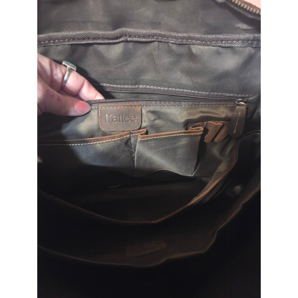 Kattee Leather Messenger Laptop Briefcase Dark Brown 17in Lots Of Storage! - Picture 8 of 10